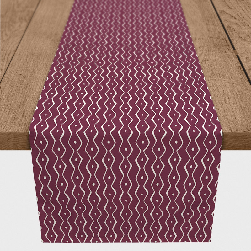 Chemin de table Chelene, 90 po x 16 po, Ondulé géométrique, Mauve