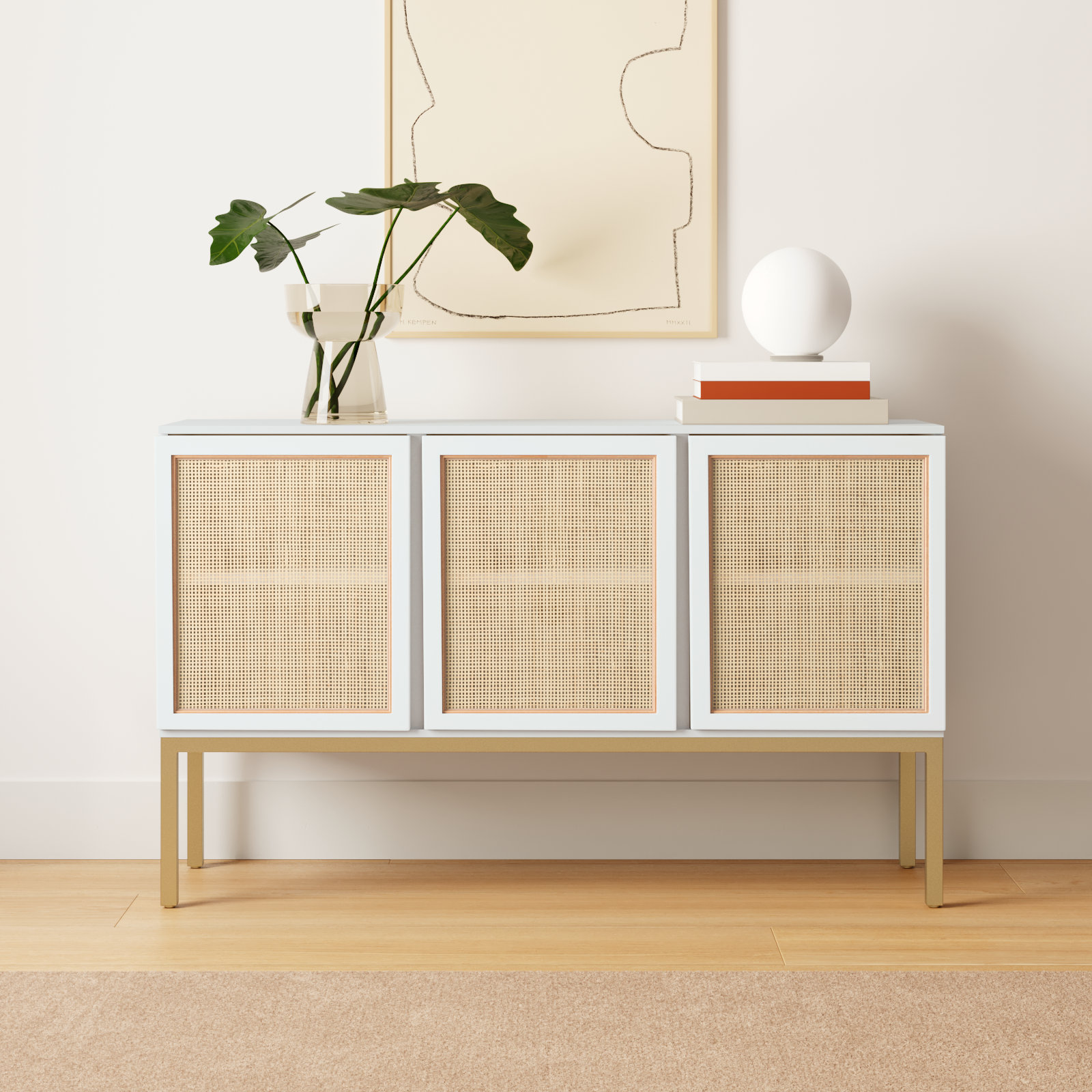 Ehren Mahogany Sideboard, White/Gold