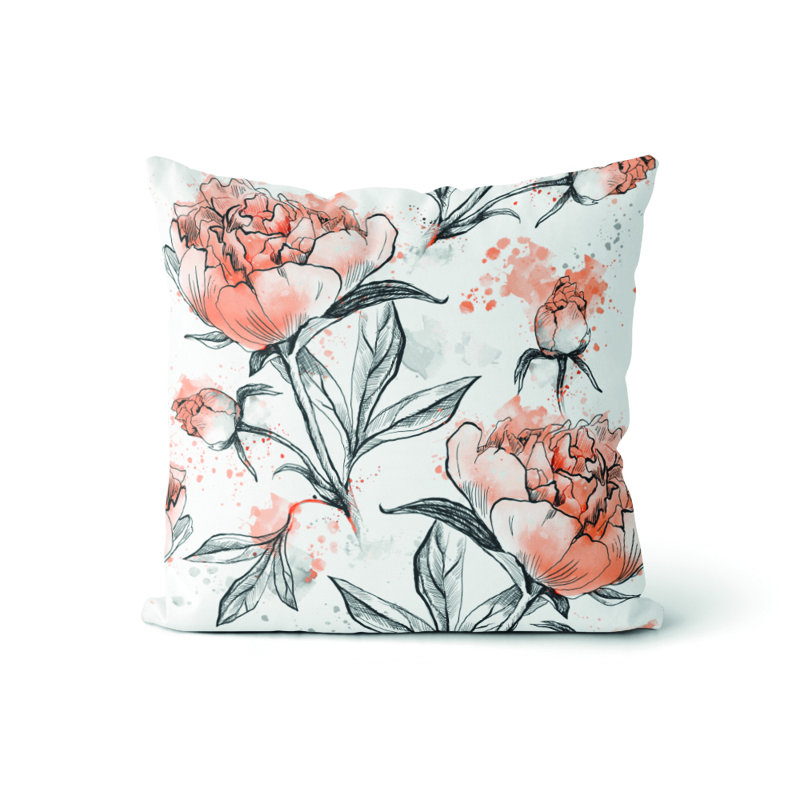 Housse de coussin Kellogg, Orange / Noir / Blanc