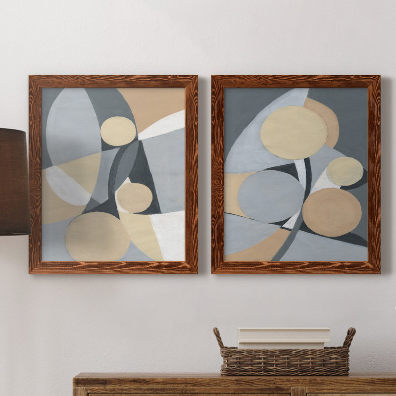 Millenium I - ensemble de 2 reproductions d'art, Pas de tapis, Toile avec cadre érable, H 20 po x l 17 po x P 1 po