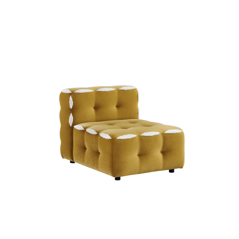 Fauteuil Fun, Velours jaune