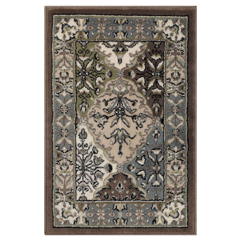 Francesca Modern Damask Artistic Neutral Indoor Area Rug, Rectangle 2' x 3'