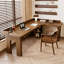 Bureau en bois massif en forme de L brun noisette-442863373