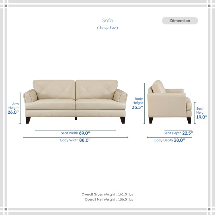 Nico 3 Piece Genuine Top Grain Leather Living Room Set