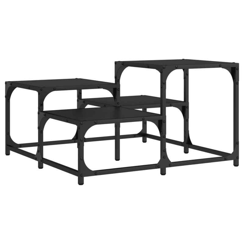 Wulfe Frame Single Coffee Table with Storage, Black, 15.7" H x 26.8" L x 26.8" W