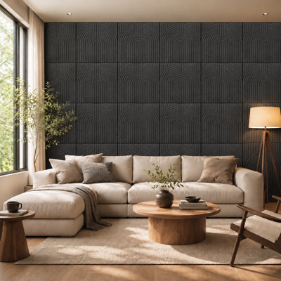 Paquet de 8 panneaux muraux acoustique de 23,6 po x 23,6 po, couvre 31 pieds carrés, panneaux insonorisants en polyester pour la réduction du bruit, panneaux insonorisants décoratifs auto-adhésifs pour home studio, bureau, chambre à coucher, cinéma