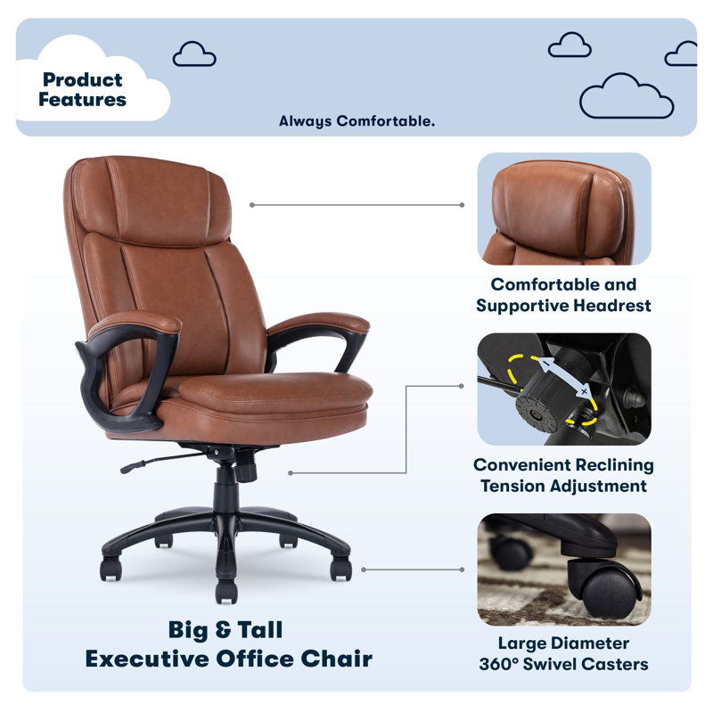 Big and Tall High Back Executive Office Ergonomic Gaming Computer Chair with Layered Body Pillows, Contoured Lumbar Zone