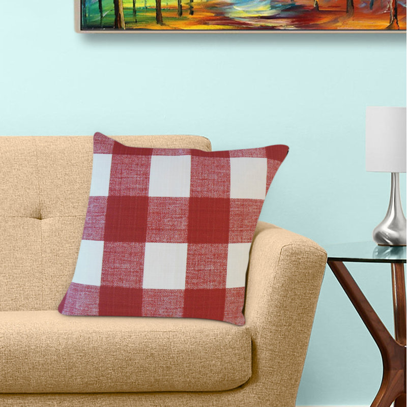 Coussin en coton écossais Lindauer, 18 po x 18 po, Bleu sarcelle, Coussin décoratif