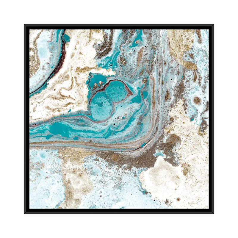 Turquoise I by Kimberly Allen - Print on Canvas, 45.72 cm H x 45.72 cm W, Black Floater Frame