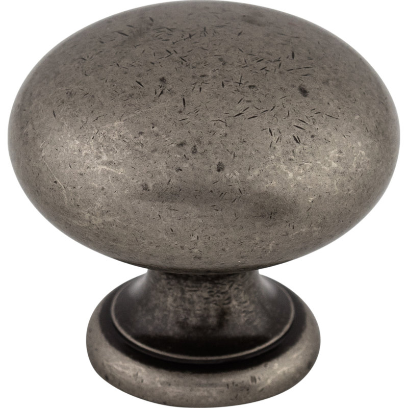 Mushroom 1 1/4" Diameter Round Knob, Pewter Antique
