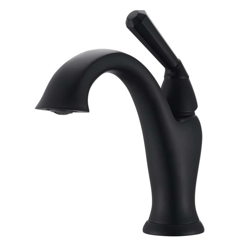 Robinet de lavabo de salle de bain monocommande à fixation sur le comptoir avec ensemble de drain Z - Noir mat, Noir mat