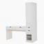 Meuble-lavabo polyvalent avec miroir et station de charge, coiffeuse avec 8 compartiments de rangement cachés, bureau d'ordinateur à 3 tiroirs, 2 armoires et tablettes ouvertes, bureau personnel, blanc