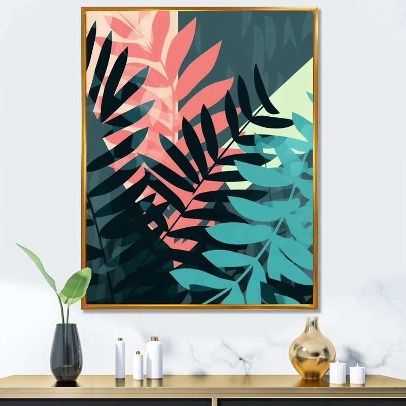 Garett Harmonious Ferns IV sur impression sur toile, H 32 po x l 16 po x P 1 po, Cadre flottant doré