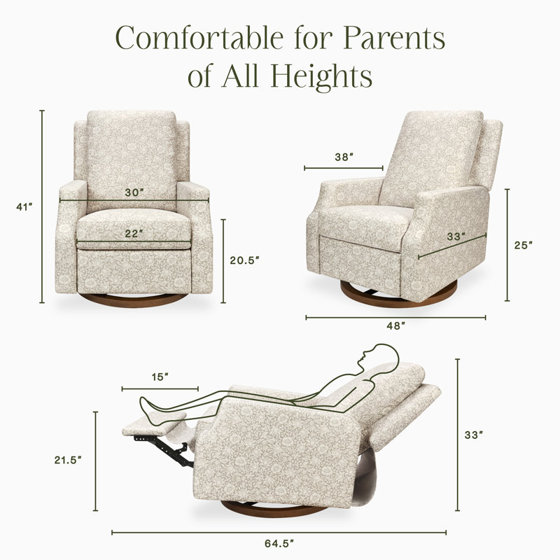 Morris & Co. x Namesake Crewe Recliner & Glider, Mallow in Ash w/Dark Wood Base