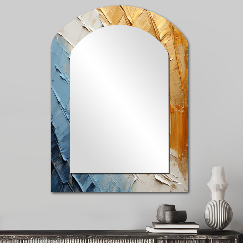Minimalisme chassant les arcs-en-ciel - miroir mural asymétrique unique arc-en-ciel, miroir de forme unique traditionnel, impression d'art en métal