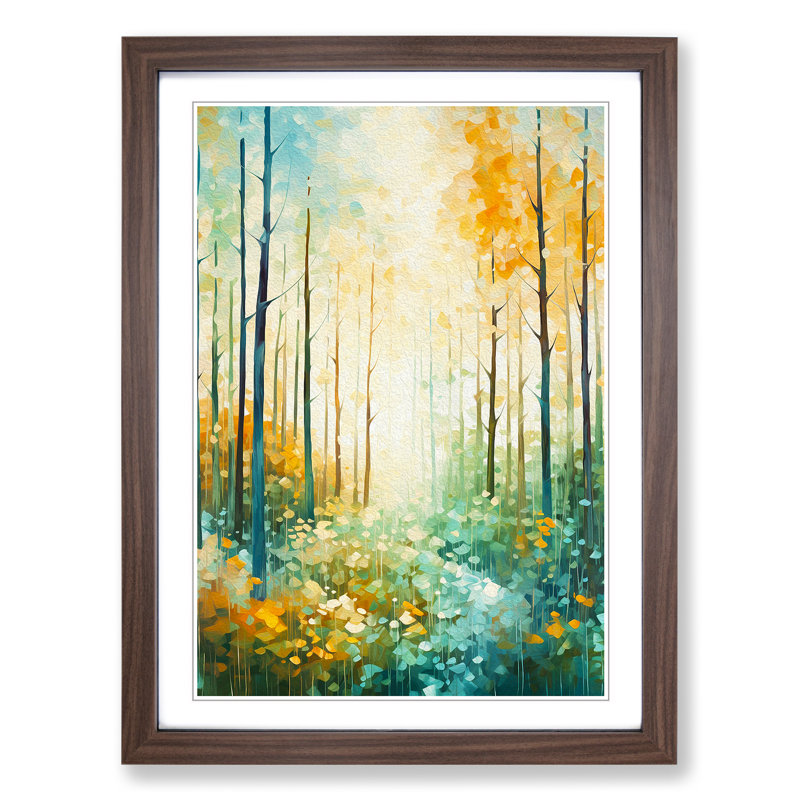 Spring Forest No.2 - Single Picture Frame Print on Wood, Walnut Framed, 64cm H x 46cm W
