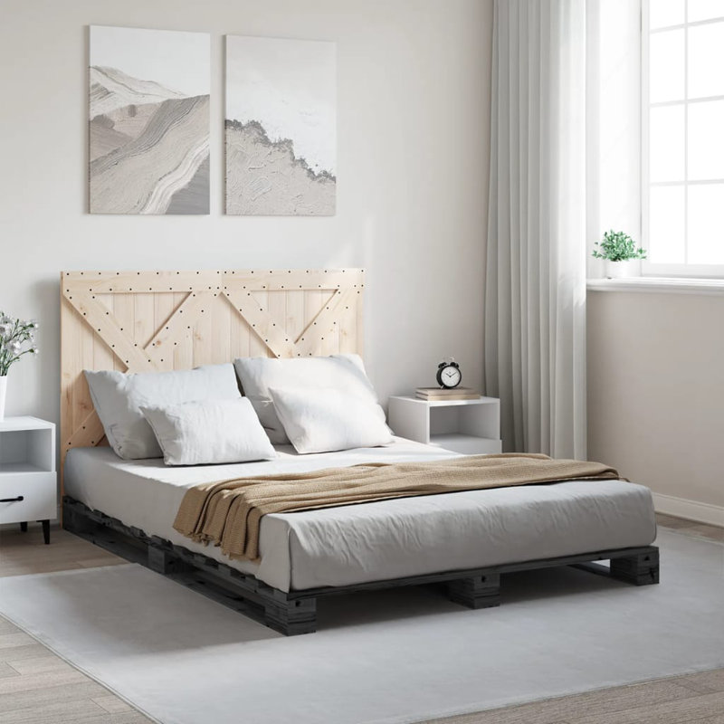 Airyn Solid Wood Bed, Grey, EU Kingsize - 160 x 200 cm