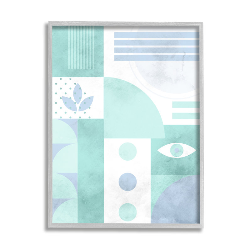 Vert géométrique par Lil 'Rue, Giclée encadrée noir minuit, H 20 po x l 16 po x P 1,5 po