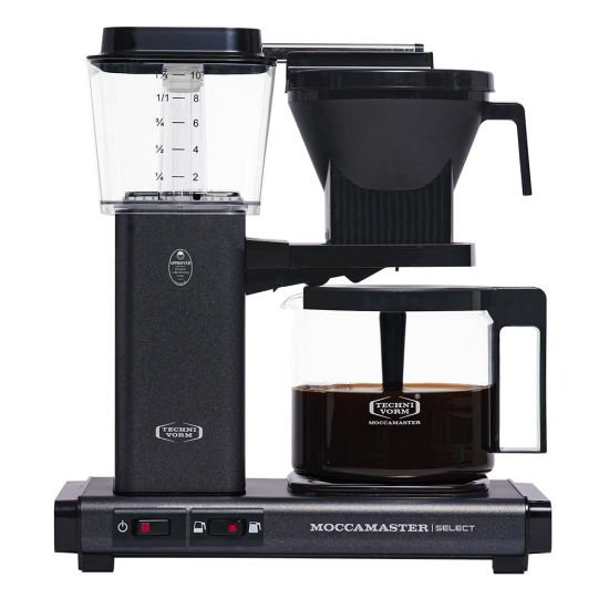 Moccamater KBG Select Filter Coffee Machine, 1.25L - Polished Silver, Stone Grey