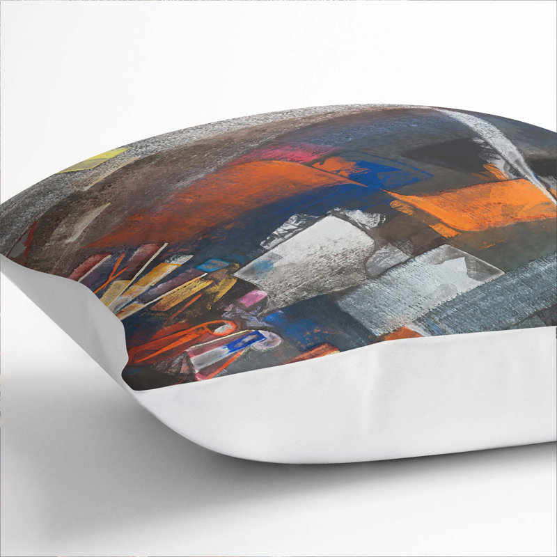 Abstract Square Cushion, 55cm H x 55cm W x 20cm D, White