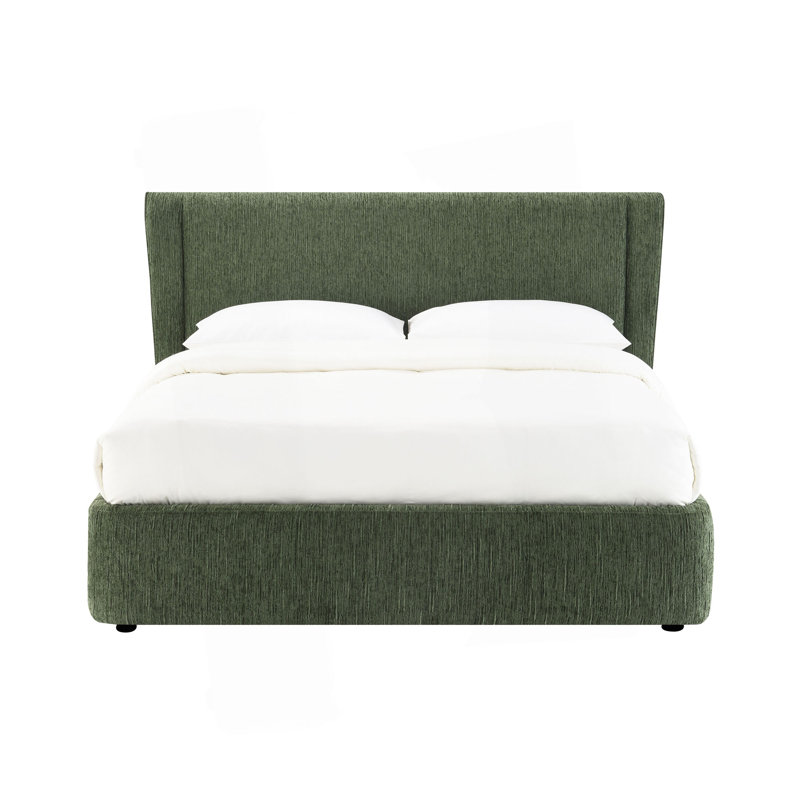 Lit en chenille vert foncé Cheryl (aucun outil requis pour l'assemblage), Lit double