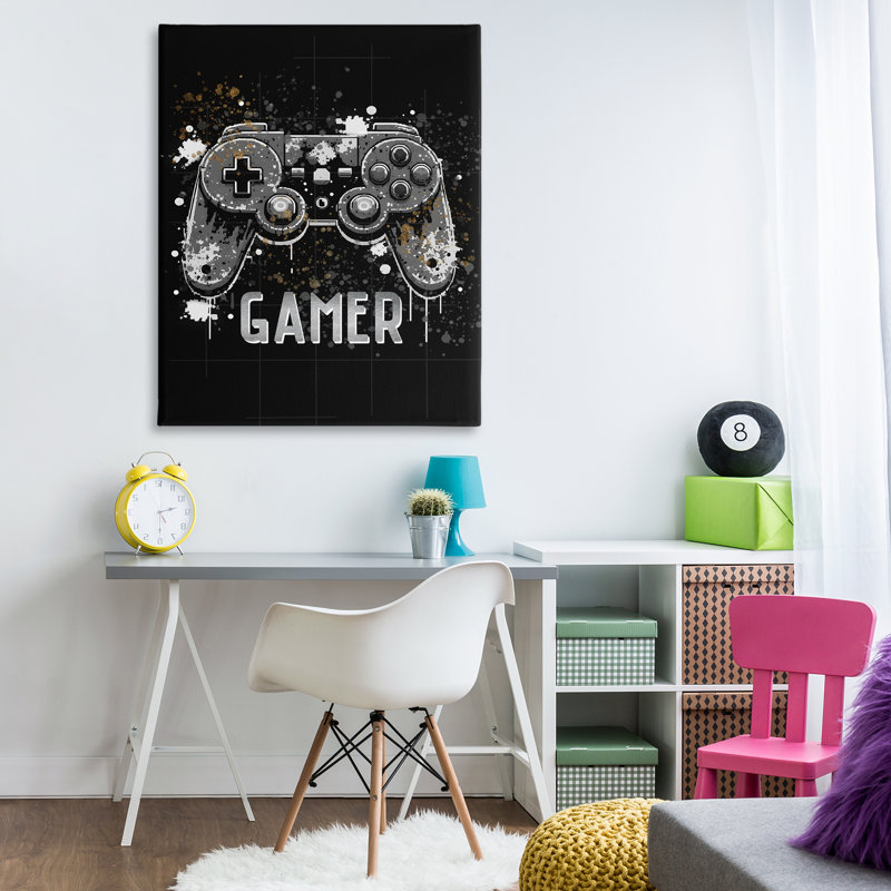 Art mural sur toile Gamer with Modern Splash par Kim Allen, H 48 po x l 36 po