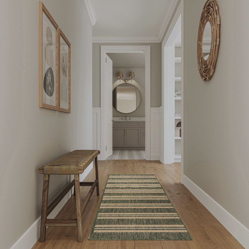 Manderella Modern Rug, Green, Runner 2'2" x 8'