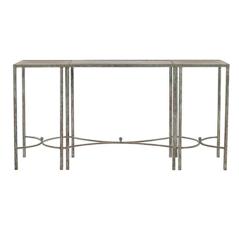Charleston 72" Console Table, Deep Ocean Top/Lite Travertine Base