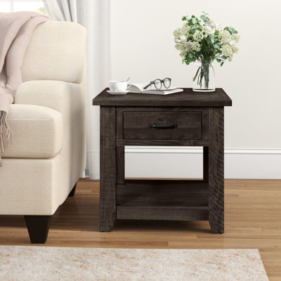 Table de bout en bois massif avec rangement Tadyn
