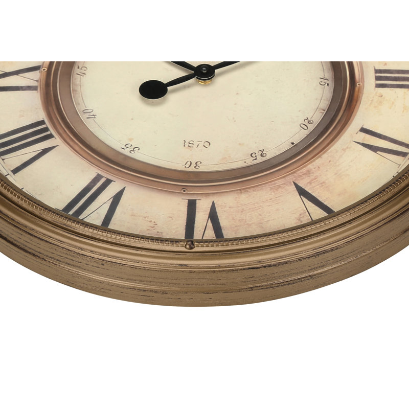 Clocks, 20" Round, Wall Clock, Antique Brown, Transitional