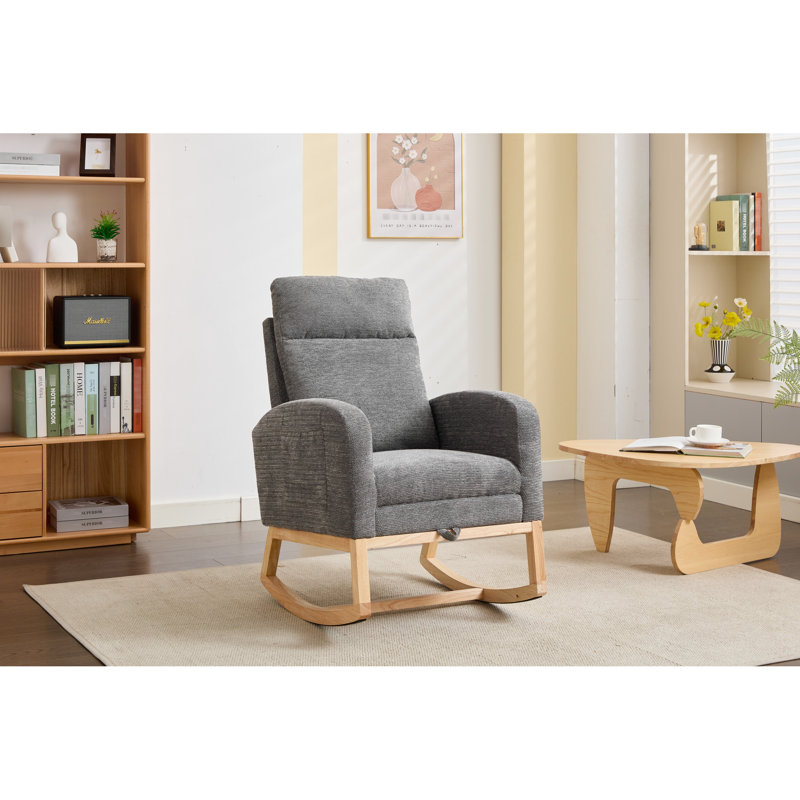 Chaise berçante pratique pour longtemps - assise avec une éponge haute densité et une poche latérale dans le salon, Dark Grey