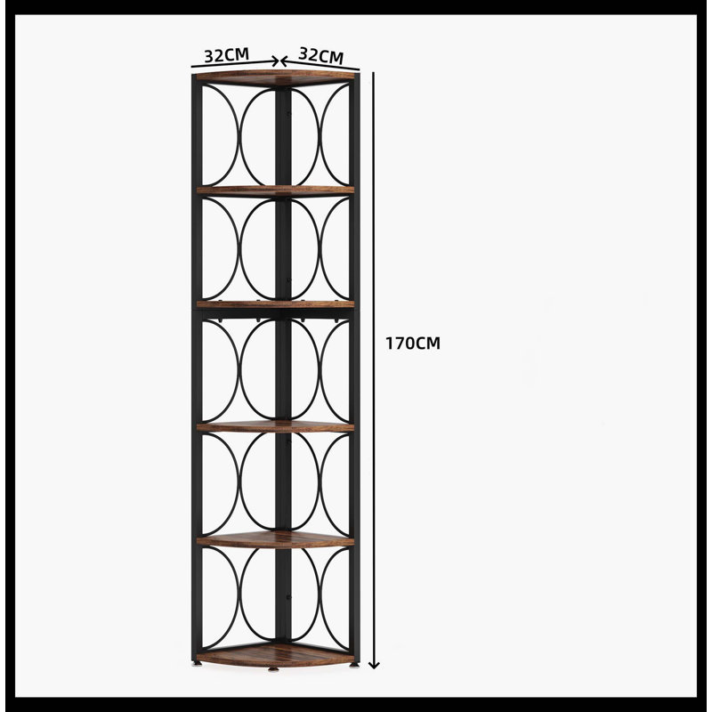 6-Tier Corner Shelf, 67" Corner Bookshelf Shelving Unit