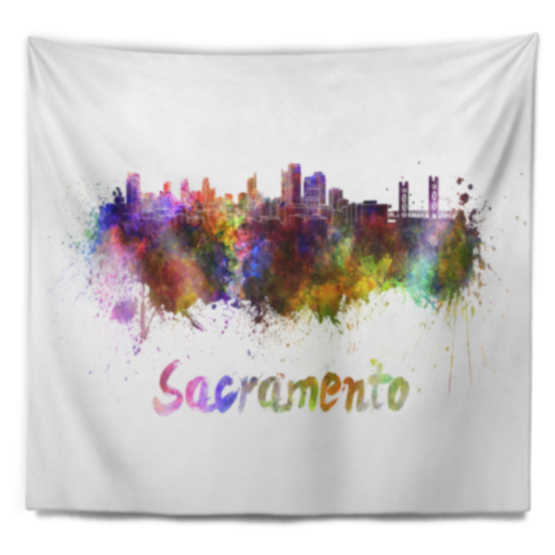 Sacramento skyline tapisserie Cityscape, H 32 po x l 39 po
