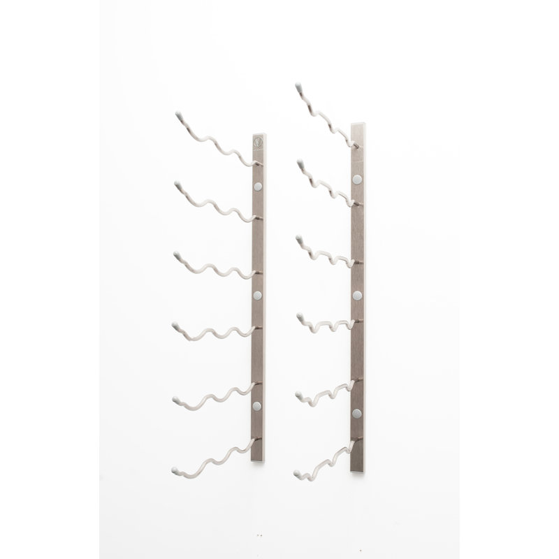 18 Bottle Wall Mounted Wine Bottle Rack, Brushed Nickel, 61cm H x 33cm W x 30.5cm D
