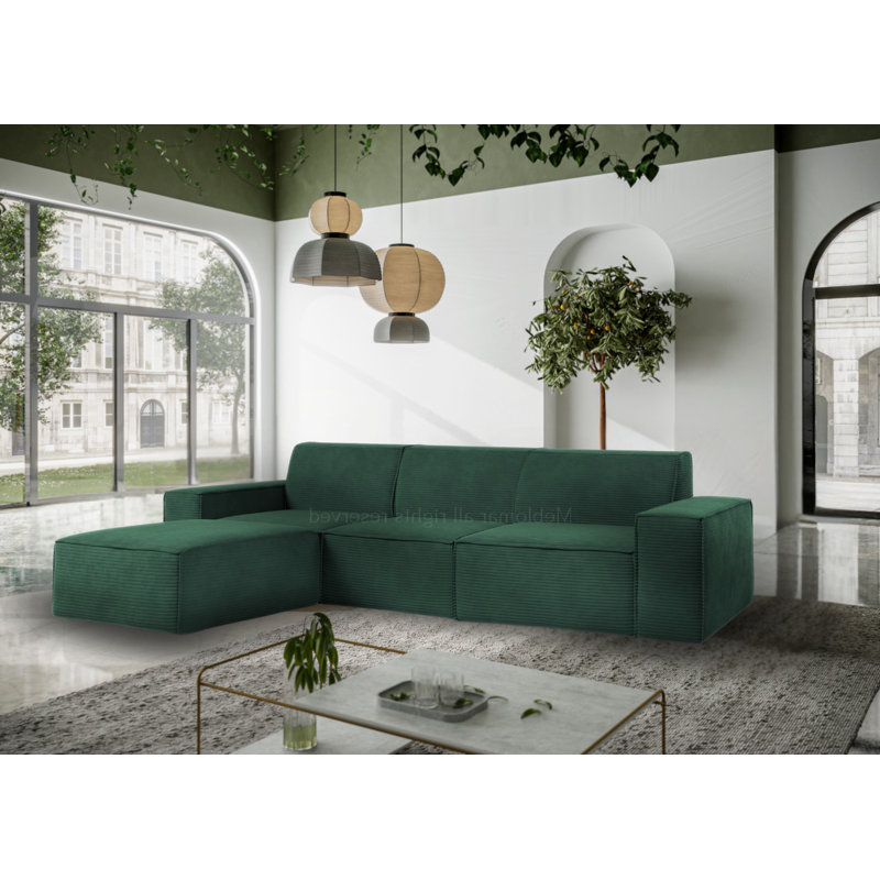 Doegolia 4 Seater Corner Sofa , Left Hand Facing, Green