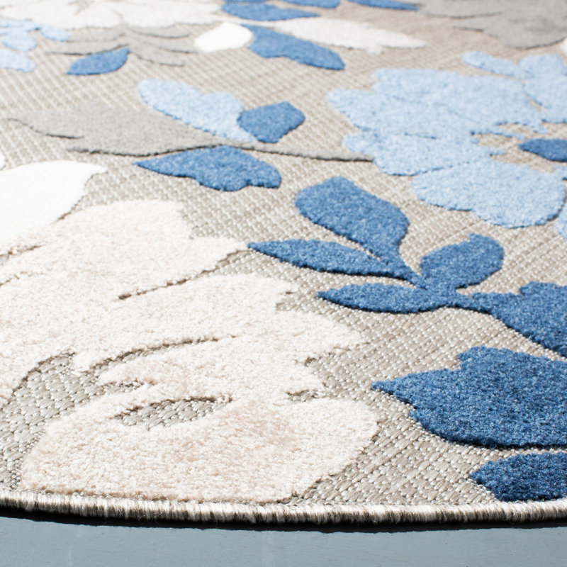 Delly Performance Floral Indoor/Outdoor Area Rug, Round 6'7"