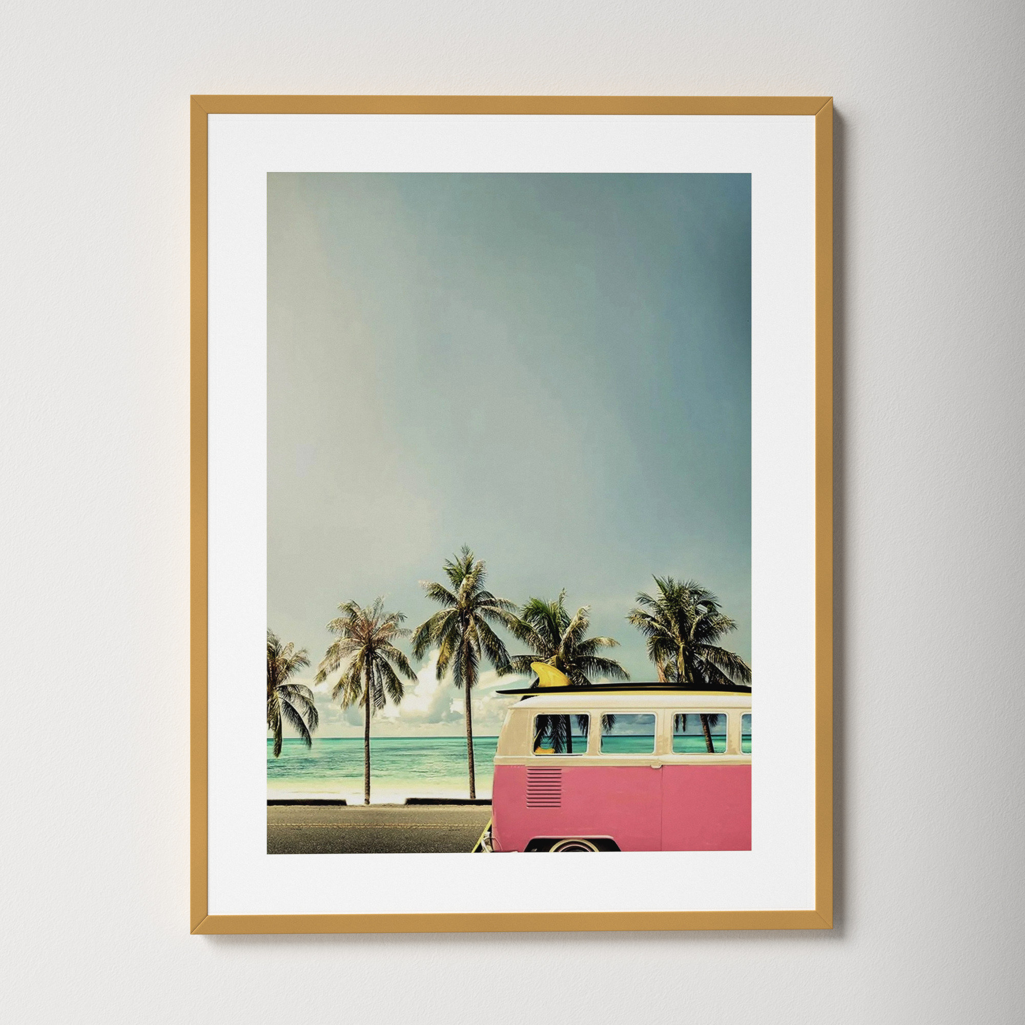 Surf Bus Pink by Design Fabrikken, Gold, 19.5" H x 15" W x 0.75" D