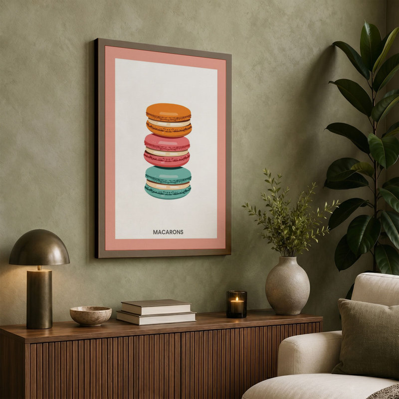 Stacked Macarons Modern - Wrapped Canvas, 36x24 - 91.4 x 61.0 cm, Taupe Border