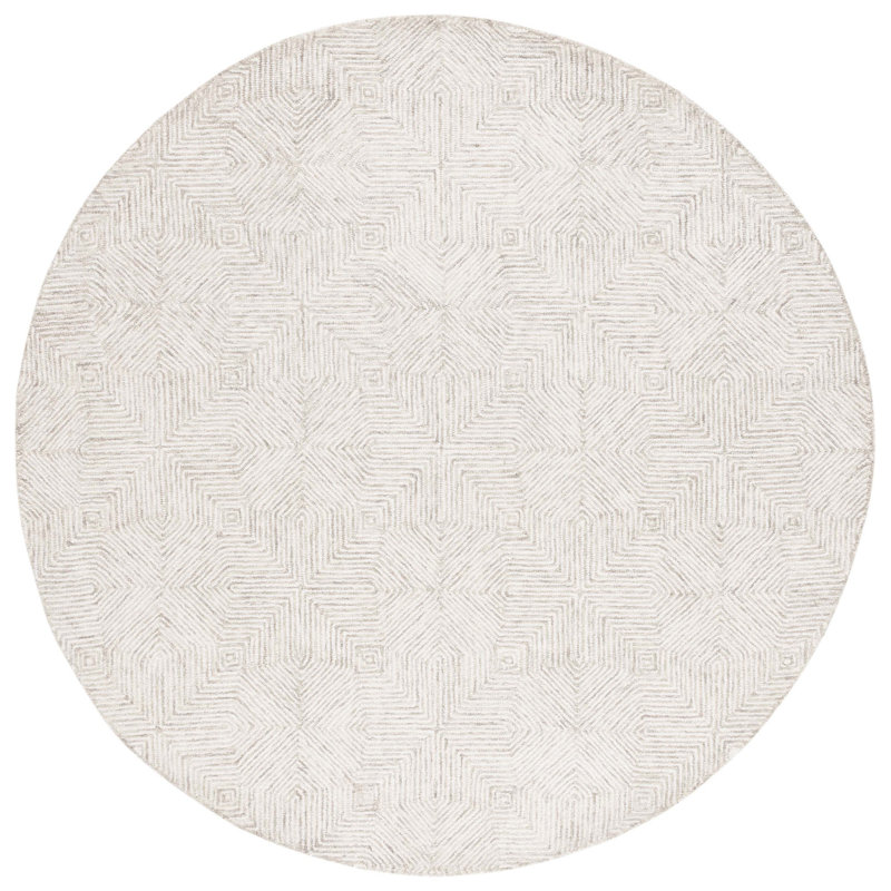 Tapis abstrait gris / ivoire Aniek 425, Rond 6 pi