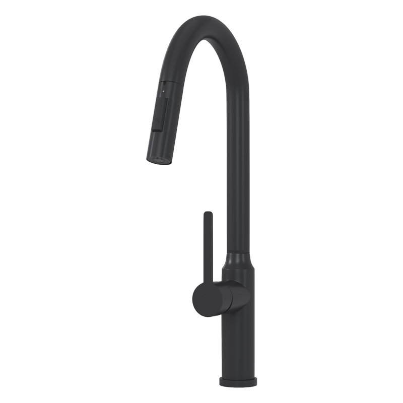 Robinet de cuisine rétractable 18,79 "avec tête escamotable en ABS - Poignée noir mat, Noir