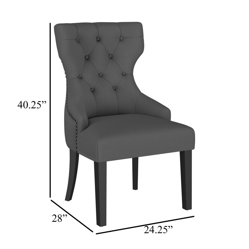 Chaise d'appoint rembourrée Crisha, Polyester gris, Noir
