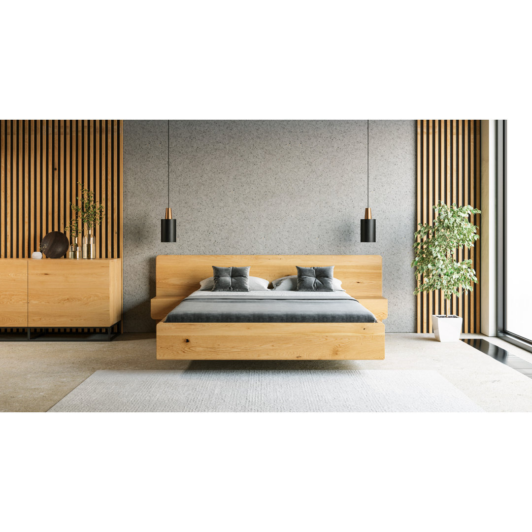 Luxuriöses Premiumbett aus massivem Eichenholz Valor Bett aus massivem Holz Gracie Oaks Bett