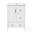 Meuble-lavabo de salle de bain avec lavabo, tiroirs à fermeture en douceur, armoire et poignées en métal rétro-596549539
