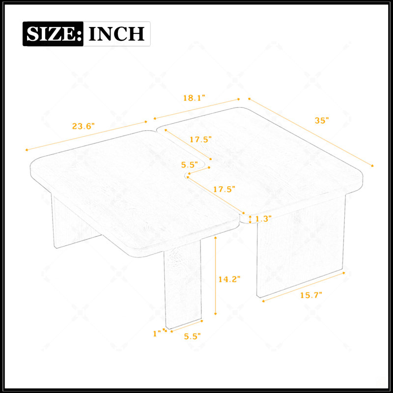 Ensemble de tables basses Modern Minimalist, Noir