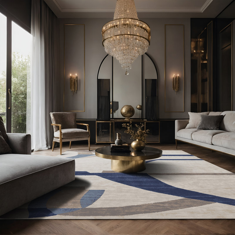 Tapis gris soyeux et moelleux, Rectangle 8 pi x 10 pi