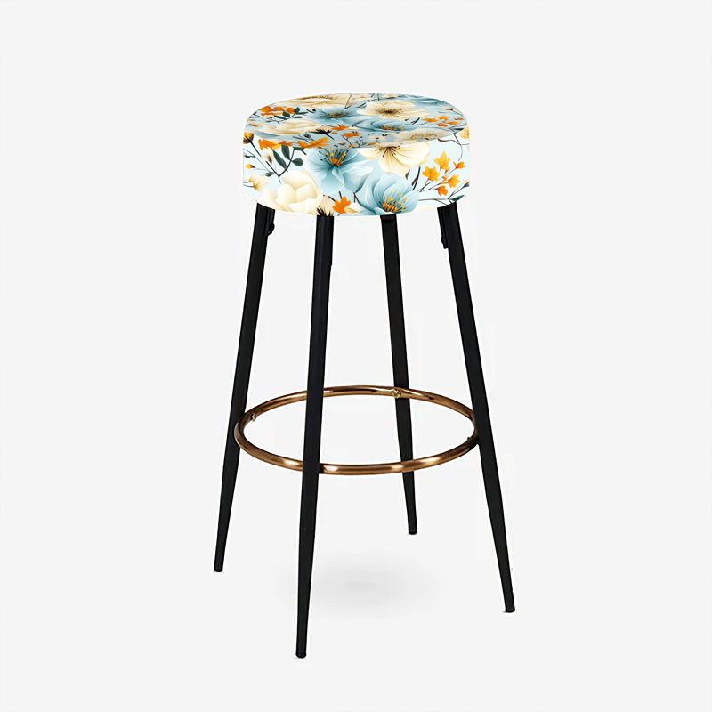 Ensemble de 2 tabourets de bar éclectiques blanc et bleu