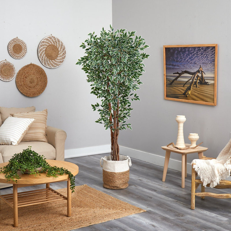 Variegated Ficus Artificial Tree in Jute Planter