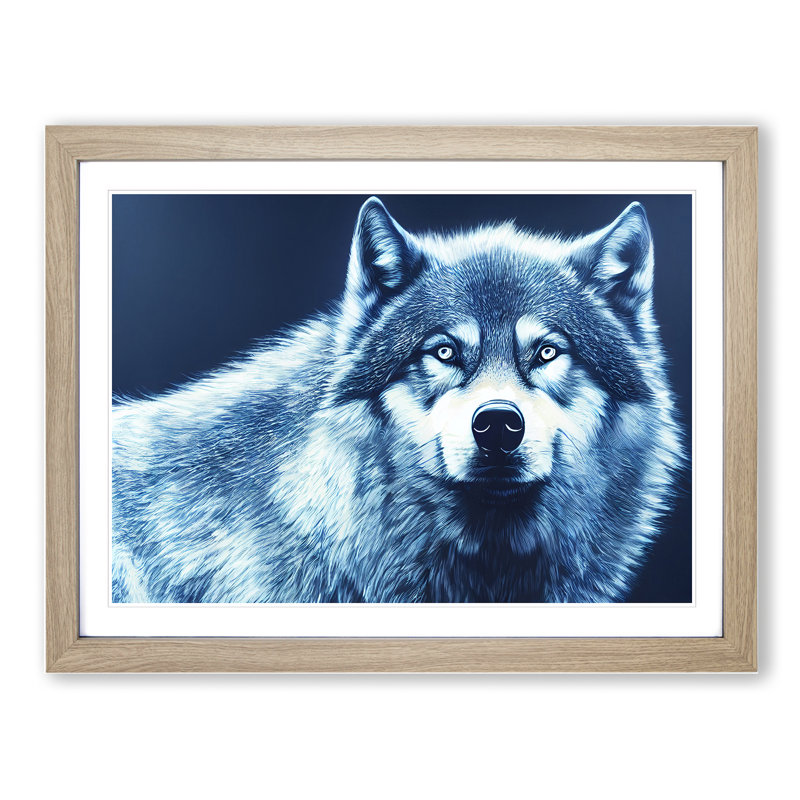 XH1022-10277X Wolf Portrait Vol.7 - Single Picture Frame Print, 25cm H x 34cm W, Oak