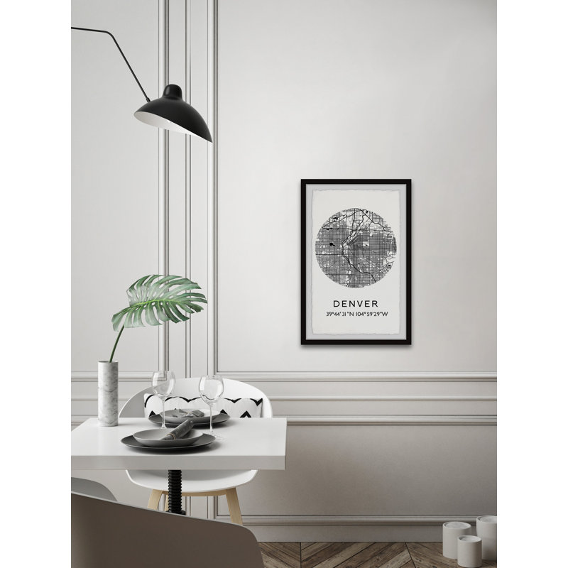 Denver Coordonnés - Reproduction d'art textuel sur papier encadré, H 30 po x l 20 po x P 1,5 po