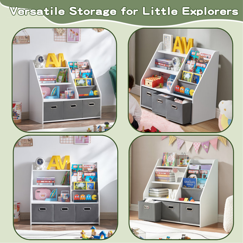 Organisateur de rangement pour livres et jouets pour enfants, Blanc